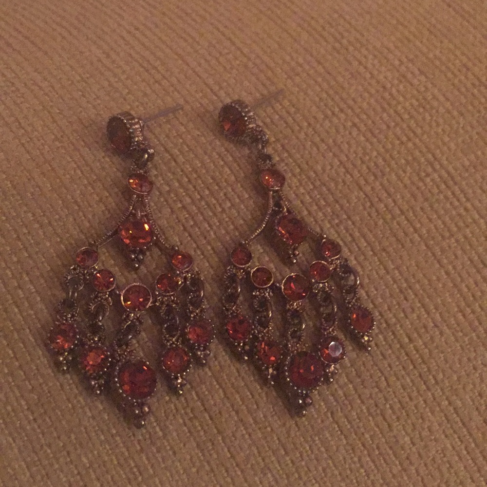 Dark orange chandelier earrings